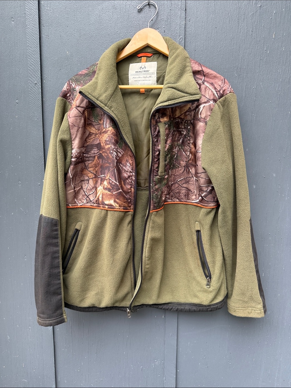 Realtree Olive & Brown Camo-Panel Fleece Jacket